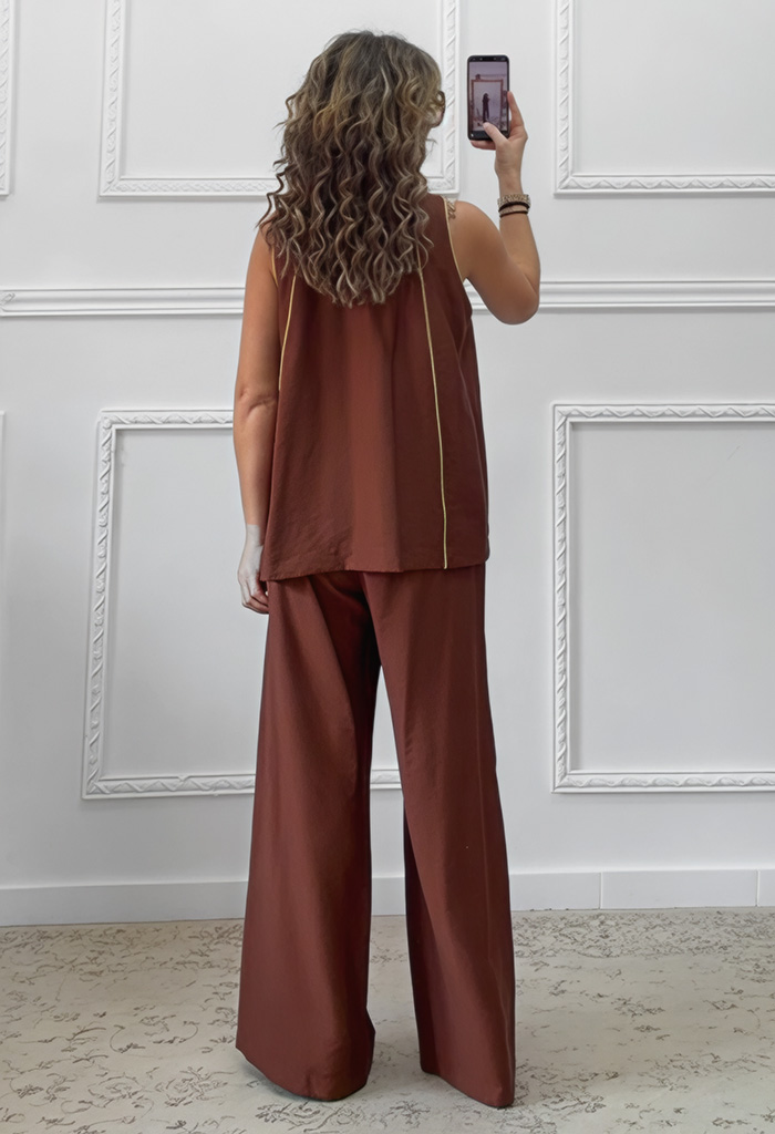 Σετ παντελόνα μπλούζα καφέ