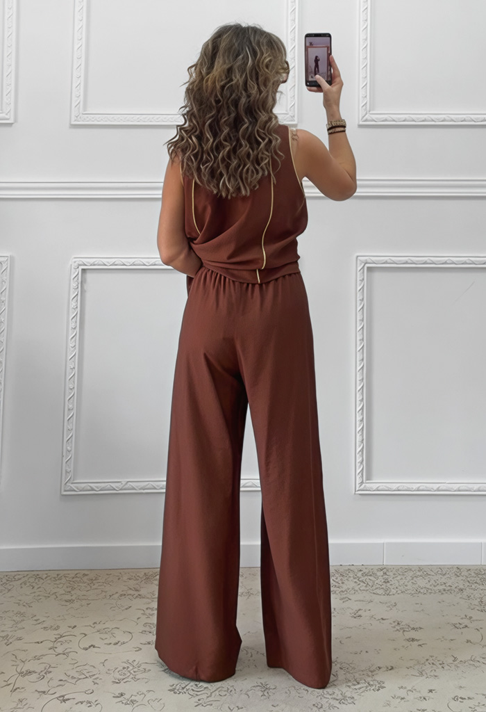 Σετ παντελόνα μπλούζα καφέ