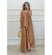 Σετ φούστα και στράπλες καφέ Σετ φούστα και στράπλες καφέ