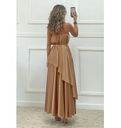 Σετ φούστα και στράπλες καφέ Σετ φούστα και στράπλες καφέ