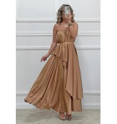 Σετ φούστα και στράπλες καφέ Σετ φούστα και στράπλες καφέ