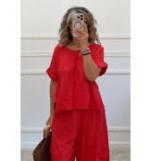 Λινό σετ κοραλί