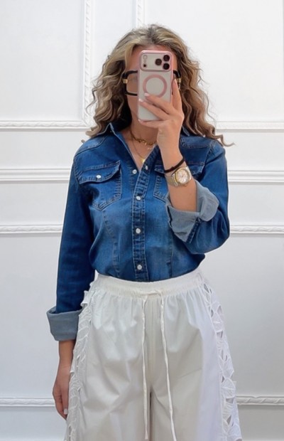 Τζιν πουκάμισο μπλε