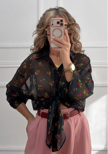 Πουκάμισο Cherries μαύρο