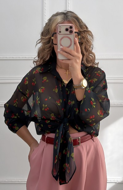 Πουκάμισο Cherries μαύρο Πουκάμισο Cherries μαύρο