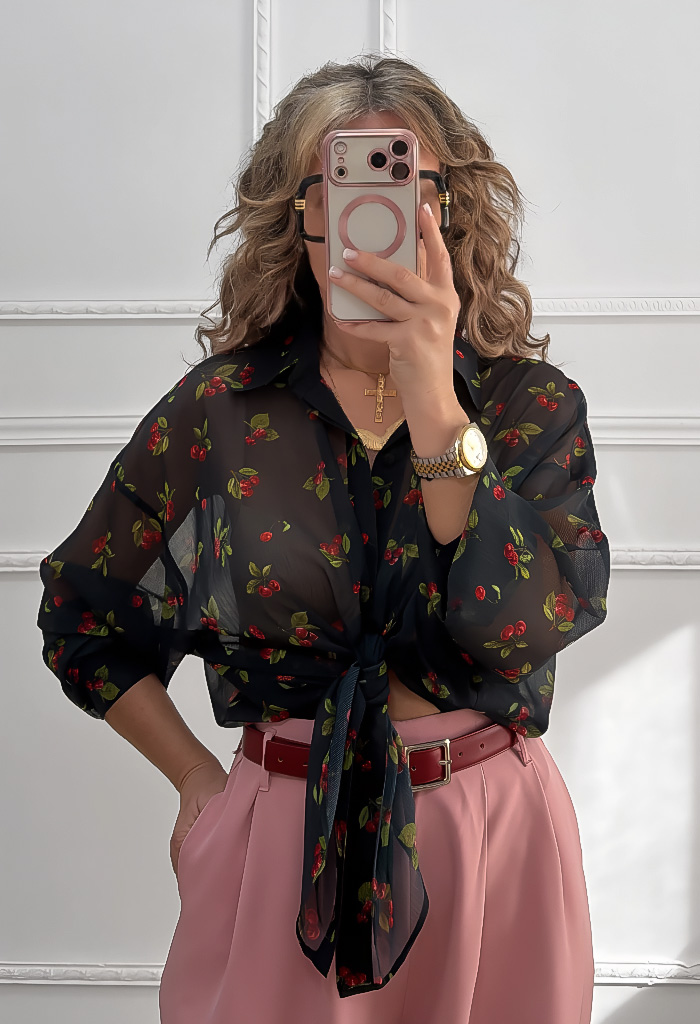 Πουκάμισο Cherries μαύρο Πουκάμισο Cherries μαύρο