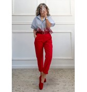 Ριγέ πουκάμισο με κέντημα