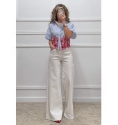 Ριγέ πουκάμισο με κέντημα