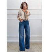 Ισόφαρδο τζιν παντελόνι μπλε