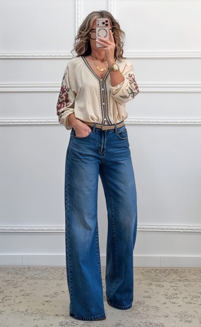 Boho πουκαμίσα με κεντήματα