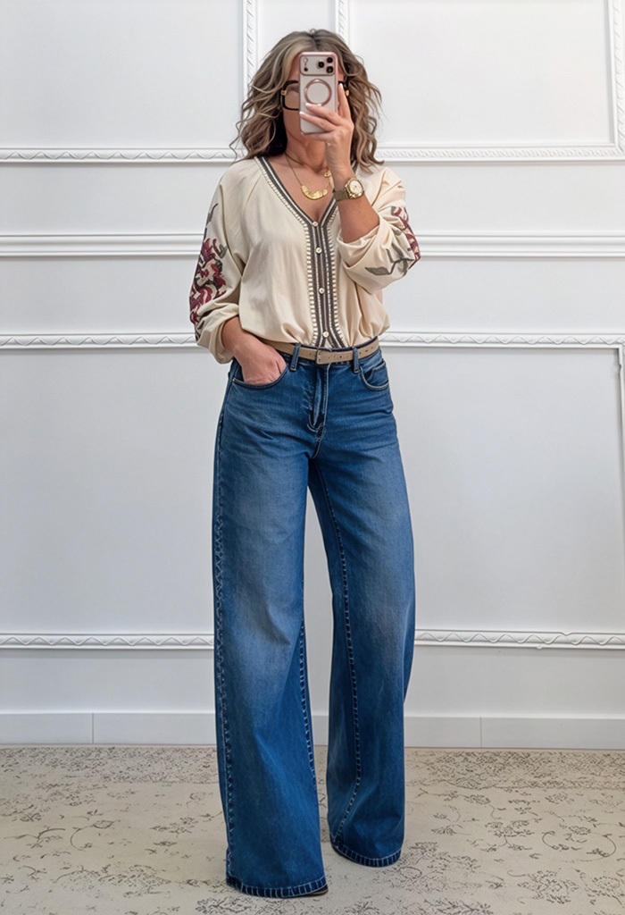 Ισόφαρδο τζιν παντελόνι μπλε