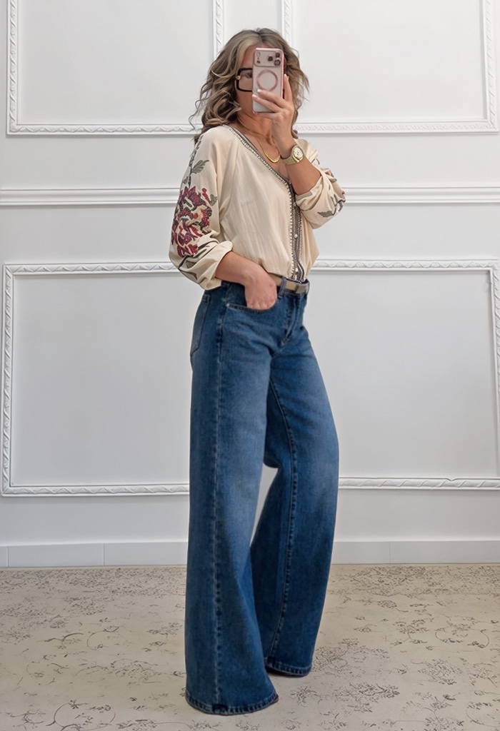 Boho πουκαμίσα με κεντήματα