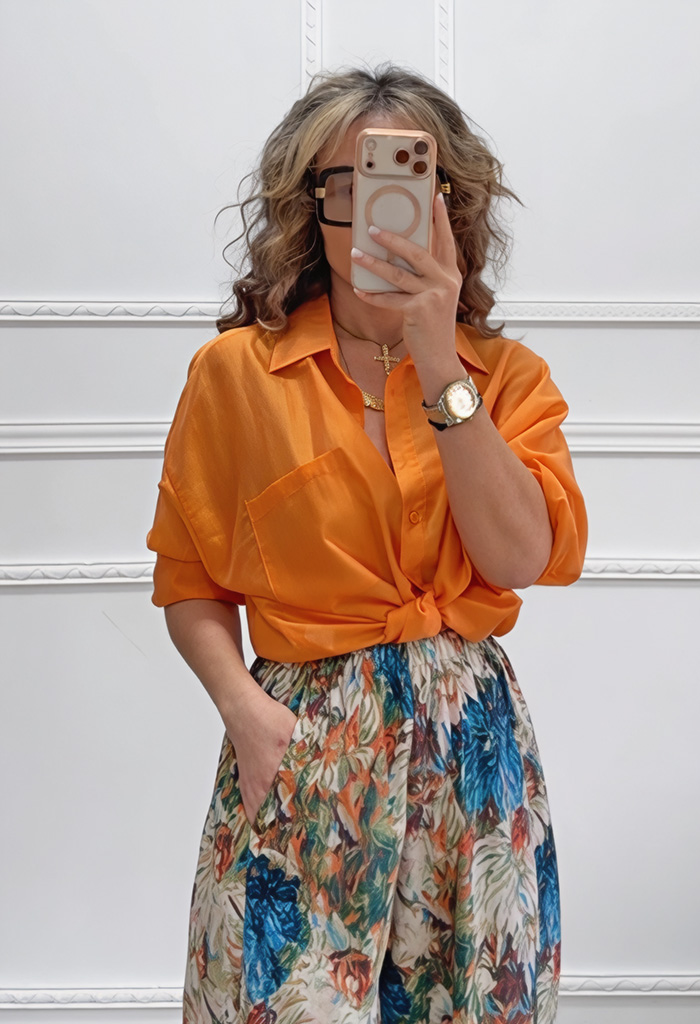 Ημιδιάφανο πουκάμισο πορτοκαλί