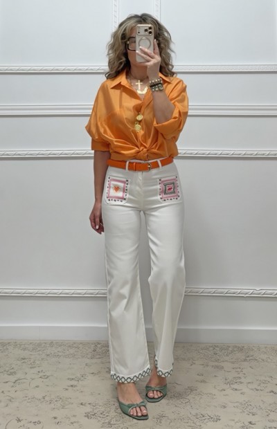 Ημιδιάφανο πουκάμισο πορτοκαλί