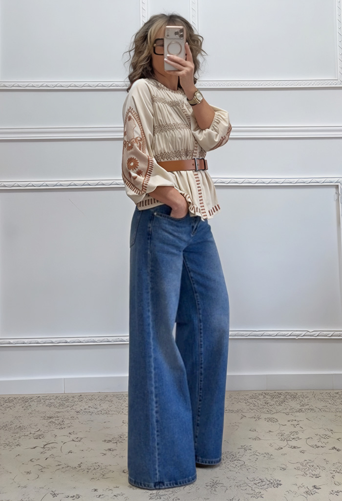 Boho πουκαμίσα με κεντήματα