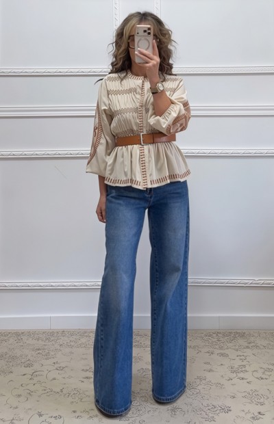 Boho πουκαμίσα με κεντήματα