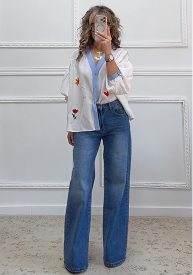 Boho πουκαμίσα με κεντήματα