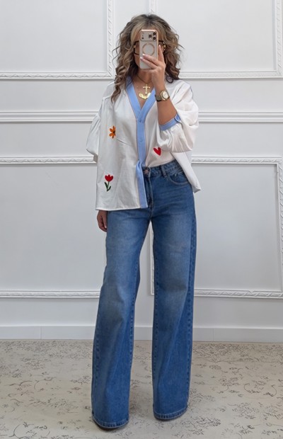 Boho πουκαμίσα με κεντήματα