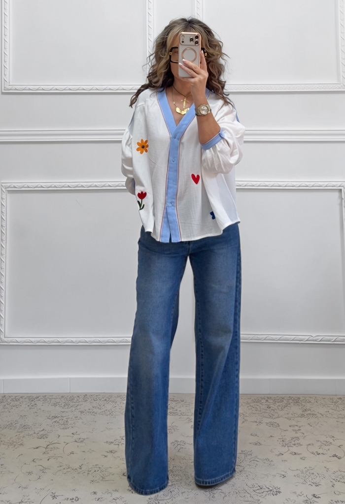 Boho πουκαμίσα με κεντήματα