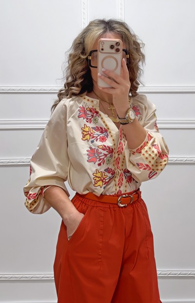 Boho πουκαμίσα με κεντήματα