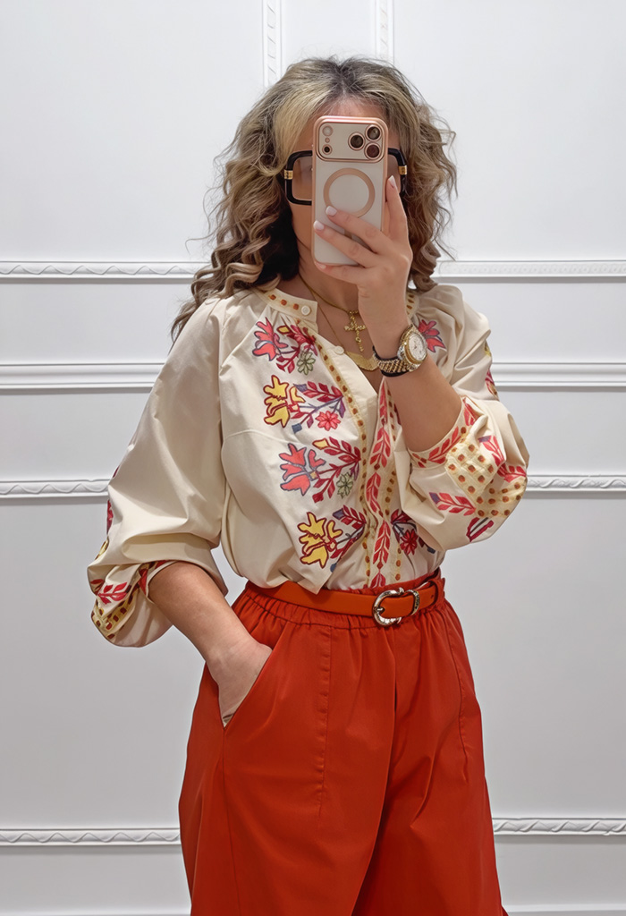 Boho πουκαμίσα με κεντήματα