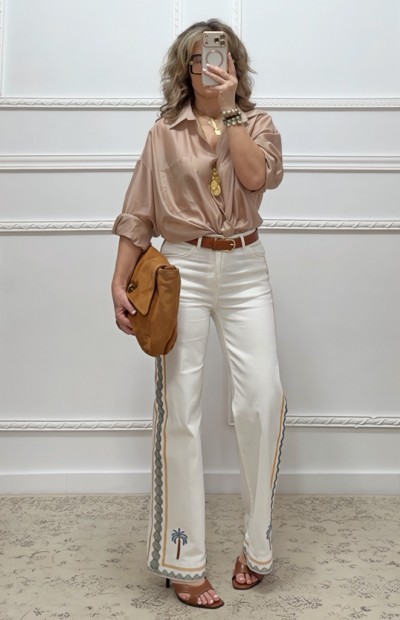 Ημιδιάφανο πουκάμισο μπεζ