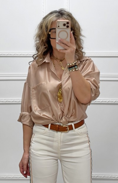 Ημιδιάφανο πουκάμισο μπεζ