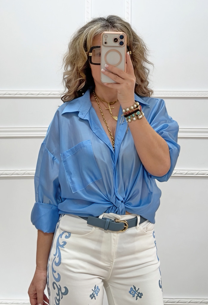 Ημιδιάφανο πουκάμισο γαλάζιο