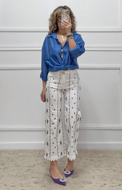 Ημιδιάφανο πουκάμισο μπλε ρουά