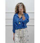 Ημιδιάφανο πουκάμισο μπλε ρουά