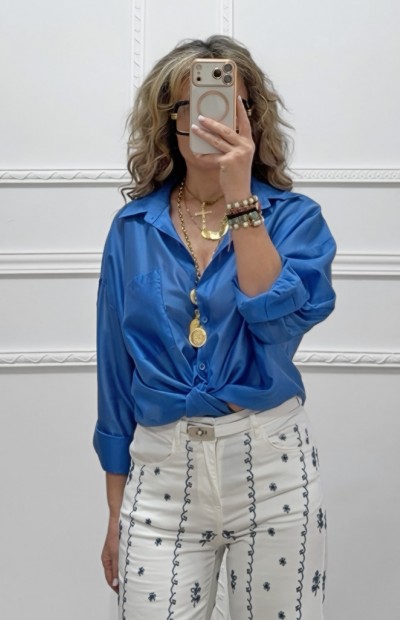 Ημιδιάφανο πουκάμισο μπλε ρουά