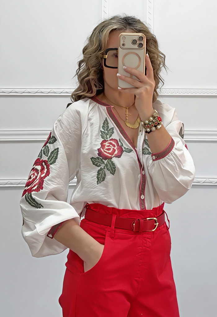 Boho πουκαμίσα με κεντήματα Boho πουκαμίσα με κεντήματα